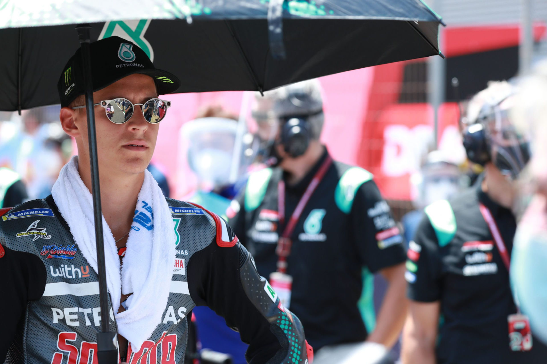 Fabio Quartararo on the grid at Jerez I. Photo courtesy PETRONAS Yamaha SRT.