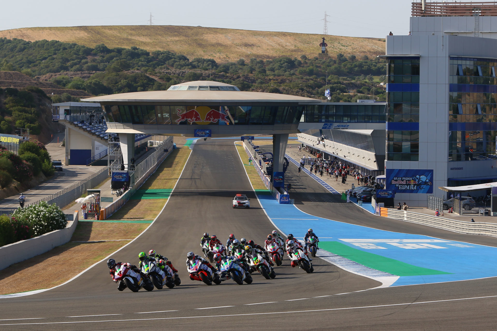The start of the MotoE race at Jerez. Photo courtesy Dorna.