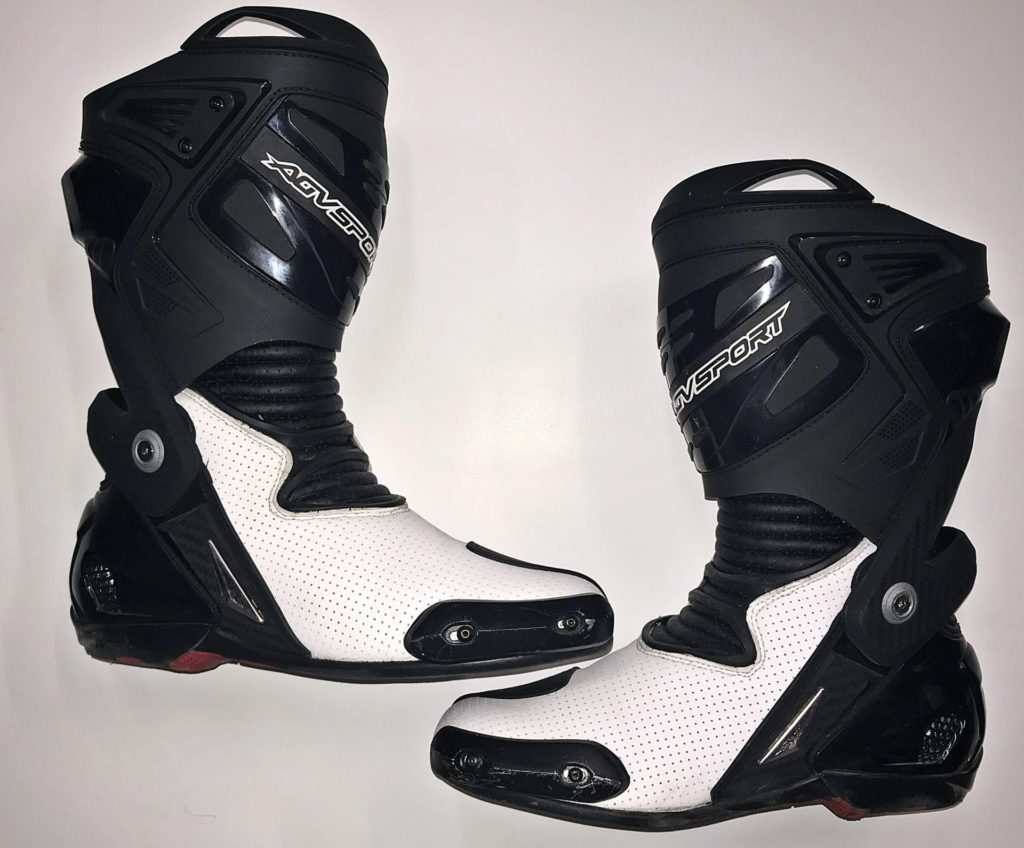The AGVSPORT Monza race boot is heavily armored and seriously ventilated, with vents in the heel armor allowing air to flow through the entire boot. Photo by Michael Gougis.