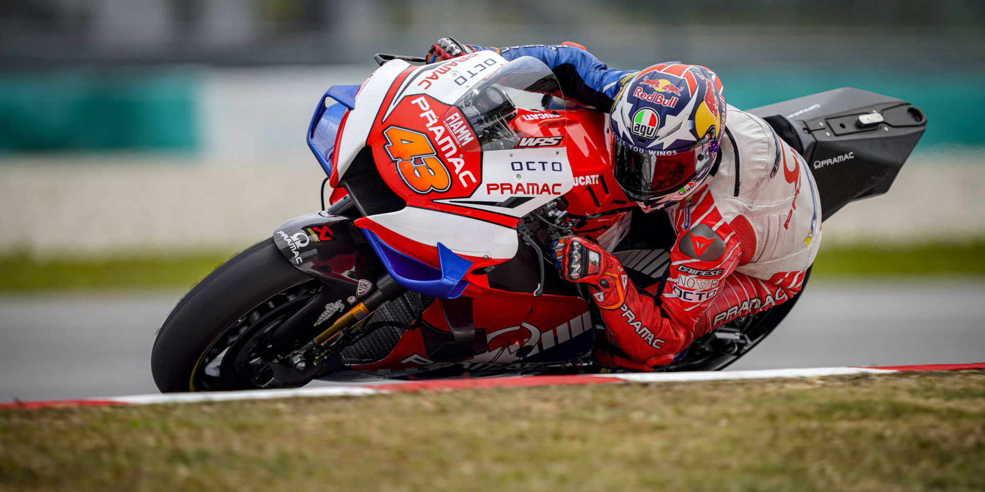 Jack Miller (43), seen here testing at Sepang in February 2020, rode a Ducati Panigale V4 R recently at Catalunya. Photo courtesy Pramac Racing.