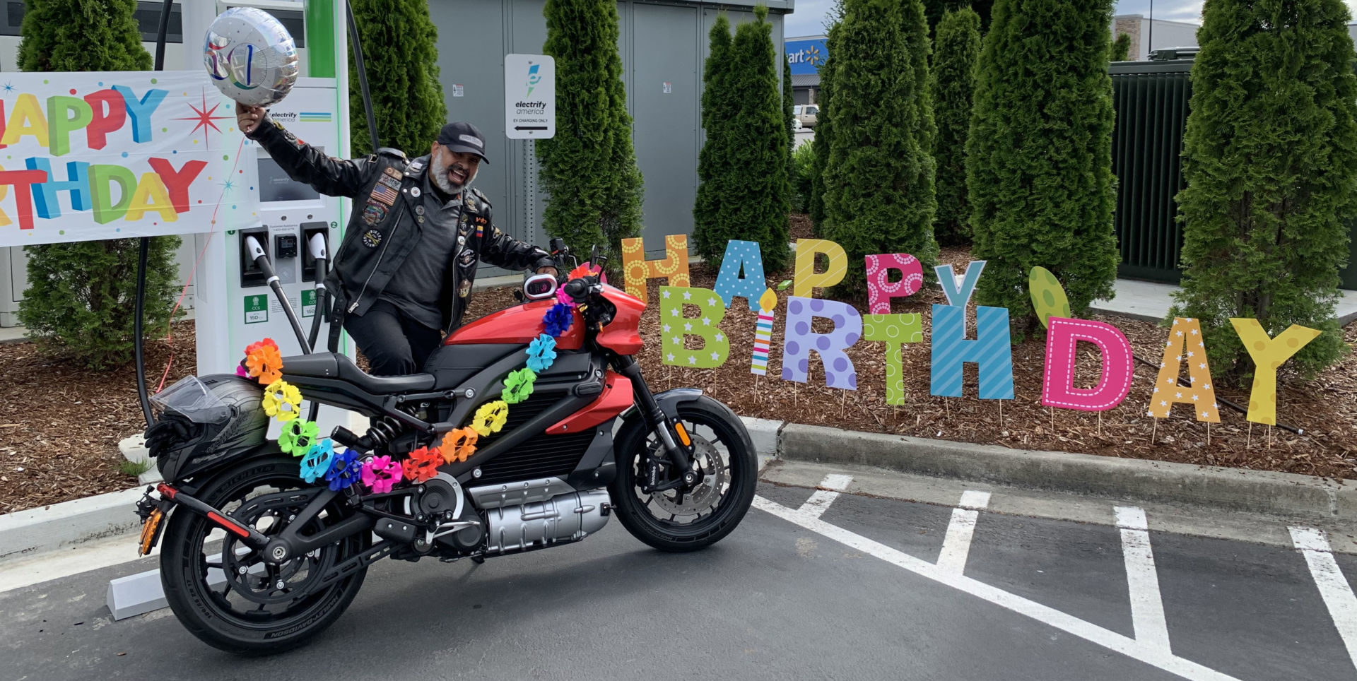 Diego Cardenas celebrated his 50th birthday, and made history, by riding his customized electric Harley-Davidson from the U.S. Mexican border to the U.S. Canadian border last week. Photo courtesy Harley-Davidson.