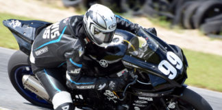 Jake Lewis (99) on the Army of Darkness Yamaha YZF-R1 at Roebling Road Raceway. Photo by Rick Hentz.