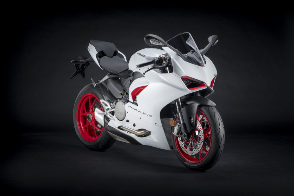 A Ducati Panigale V2 in White Rosso livery. Photo courtesy Ducati.