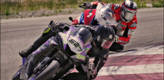 Jerry Hicks (527) fends off Genaro Lopez (122) into Turn 10 at Round 4 of UtahSBA’s Utah Motorcycle Law Masters of the Mountains Race Series July 25th at Utah Motorsports Campus. Photo by Steve Midgley, courtesy UtahSBA.