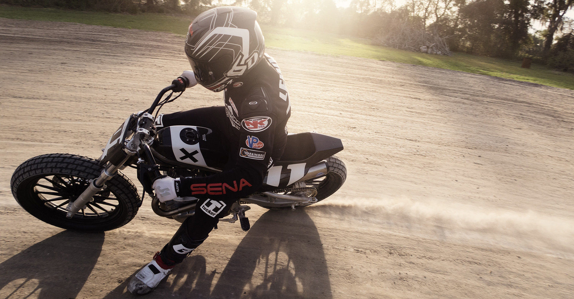 Johnny Lewis in action on his Royal Enfield FT flat track racebike. Photo courtesy Royal Enfield North America.