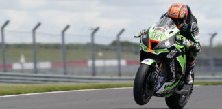 Lee Jackson (14) at the British Superbike test at Donington Park. Photo courtesy BSB/MSVR.