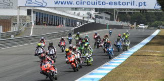 The start of the Repsol CEV Moto3 Junior World Championship race at Estoril Circuit. Photo courtesy Repsol CEV Press Office.