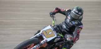 Jared Mees (9) in action at the Volusia Half-Mile I. Photo courtesy American Flat Track.