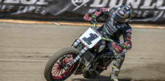 Jared Mees (1) at speed at the Lima Half-Mile in 2019. Photo by Scott Hunter, courtesy AFT.