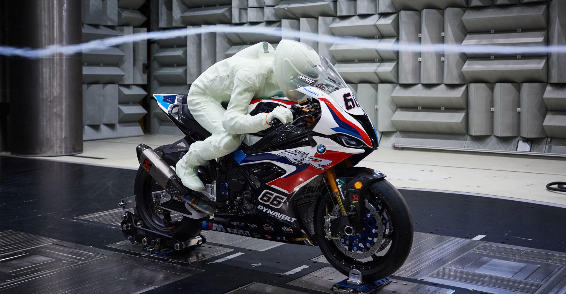 A 3D model of Eugene Laverty on one of Tom Sykes' BMW S1000RR Superbikes in BMW's wind tunnel in Germany. Photo courtesy BMW Motorrad Motorsport.