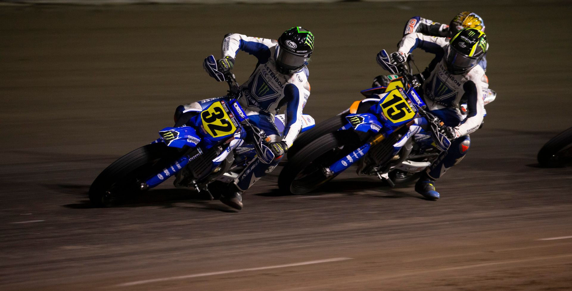 Dallas Daniels (32), Mikey Rush (15), and another rider in action in Florida. Photo courtesy Yamaha.