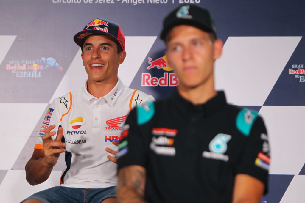 Marc Marquez (left) and Fabio Quartararo (right). Photo courtesy Dorna.