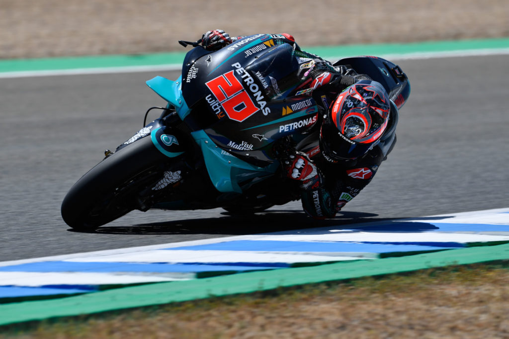 Fabio Quartararo (20) at Jerez. Photo courtesy Dorna/www.motogp.com.