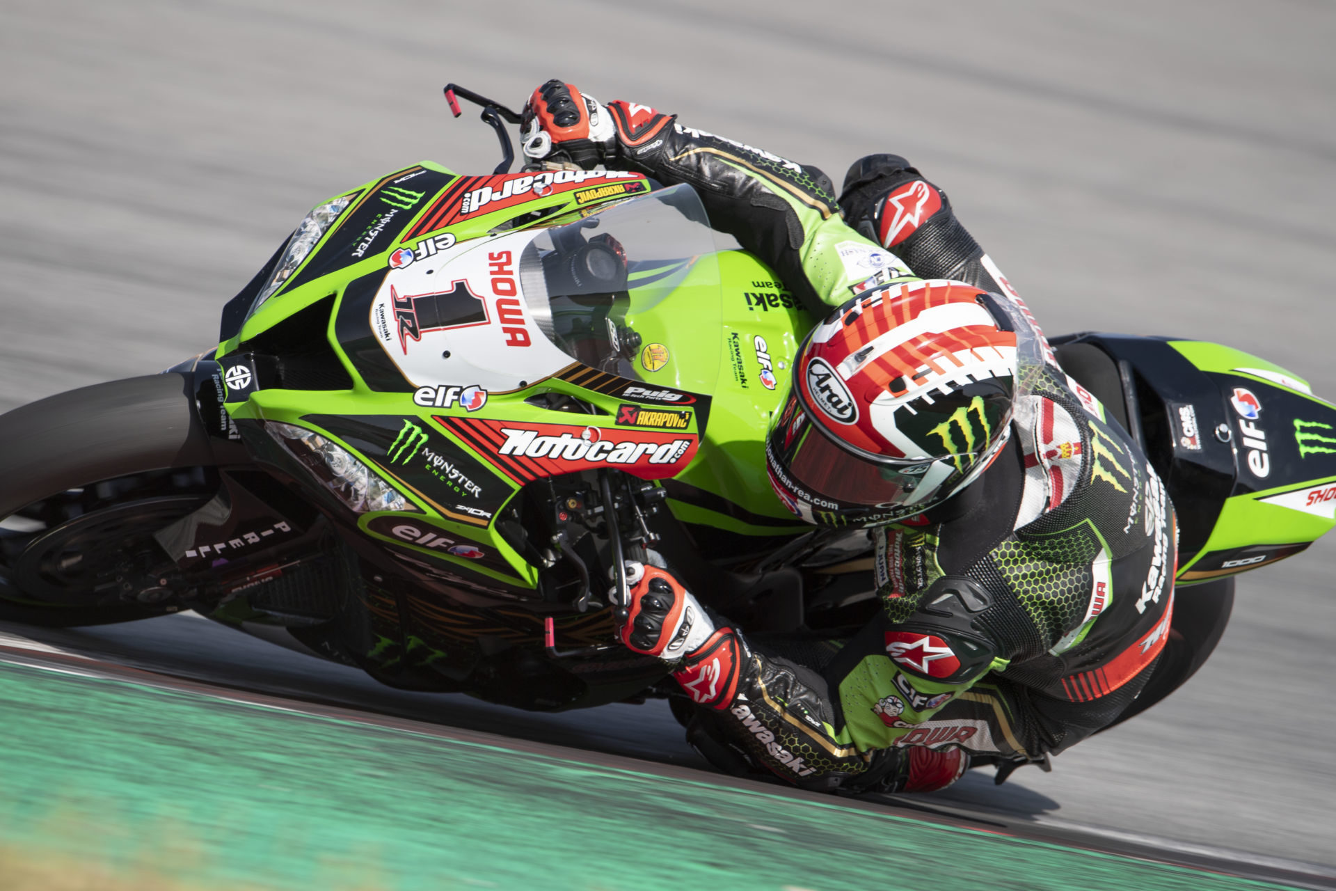 Jonathan Rea (1) testing at Catalunya. Photo courtesy Kawasaki.