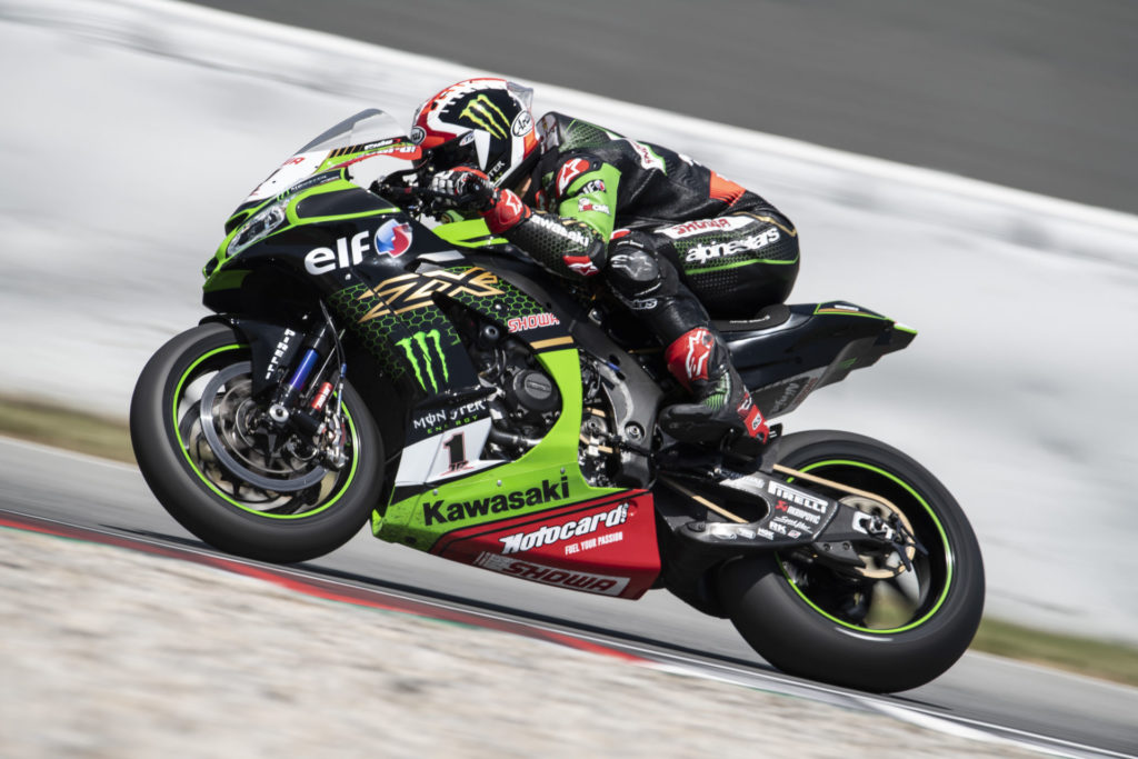 Jonathan Rea (1) testing at Catalunya. Photo courtesy Kawasaki.