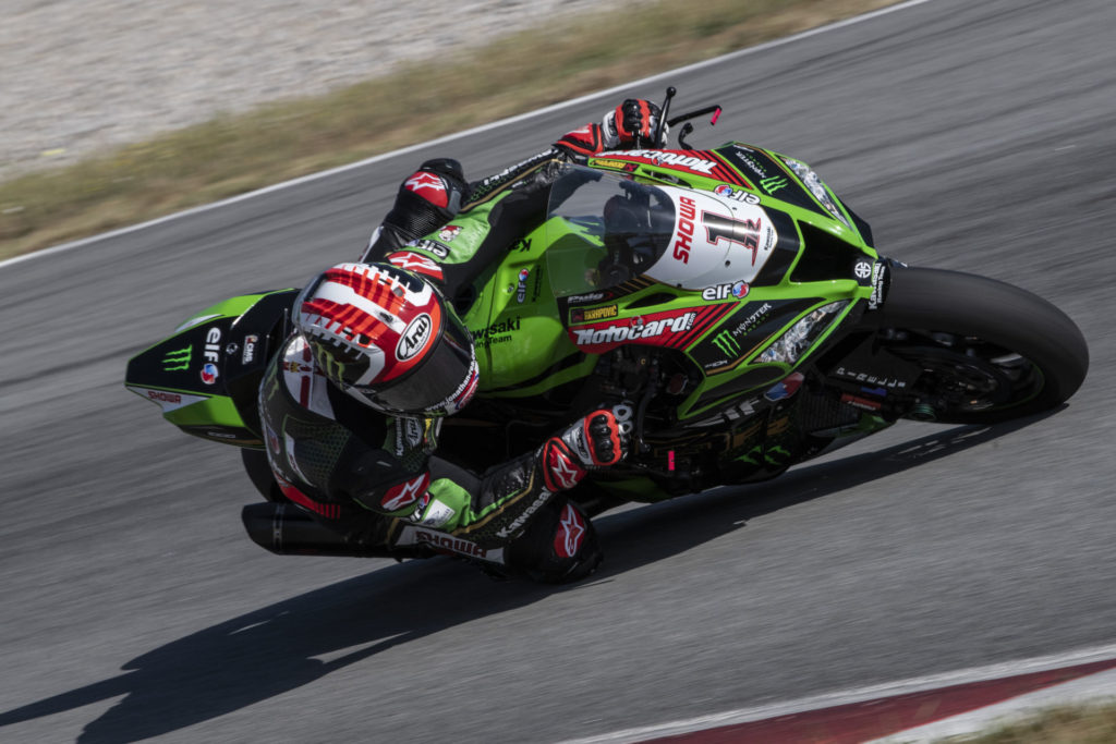 Jonathan Rea (1) testing at Catalunya. Photo courtesy Kawasaki.