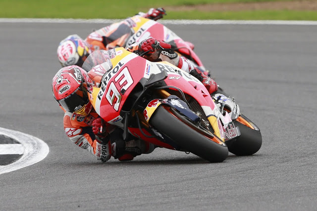 Marc Marquez in action at Silverstone in 2016. Photo courtesy Honda Pro Racing.