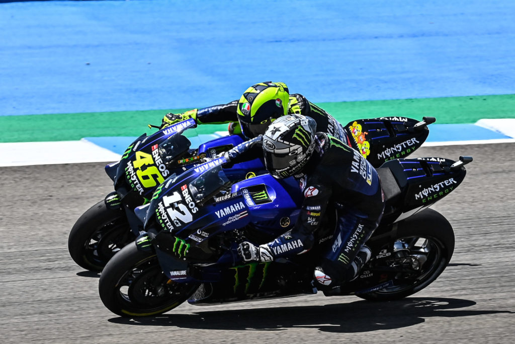 Maverick Vinales (12) and Valentino Rossi (46). Photo courtesy Monster Energy Yamaha.