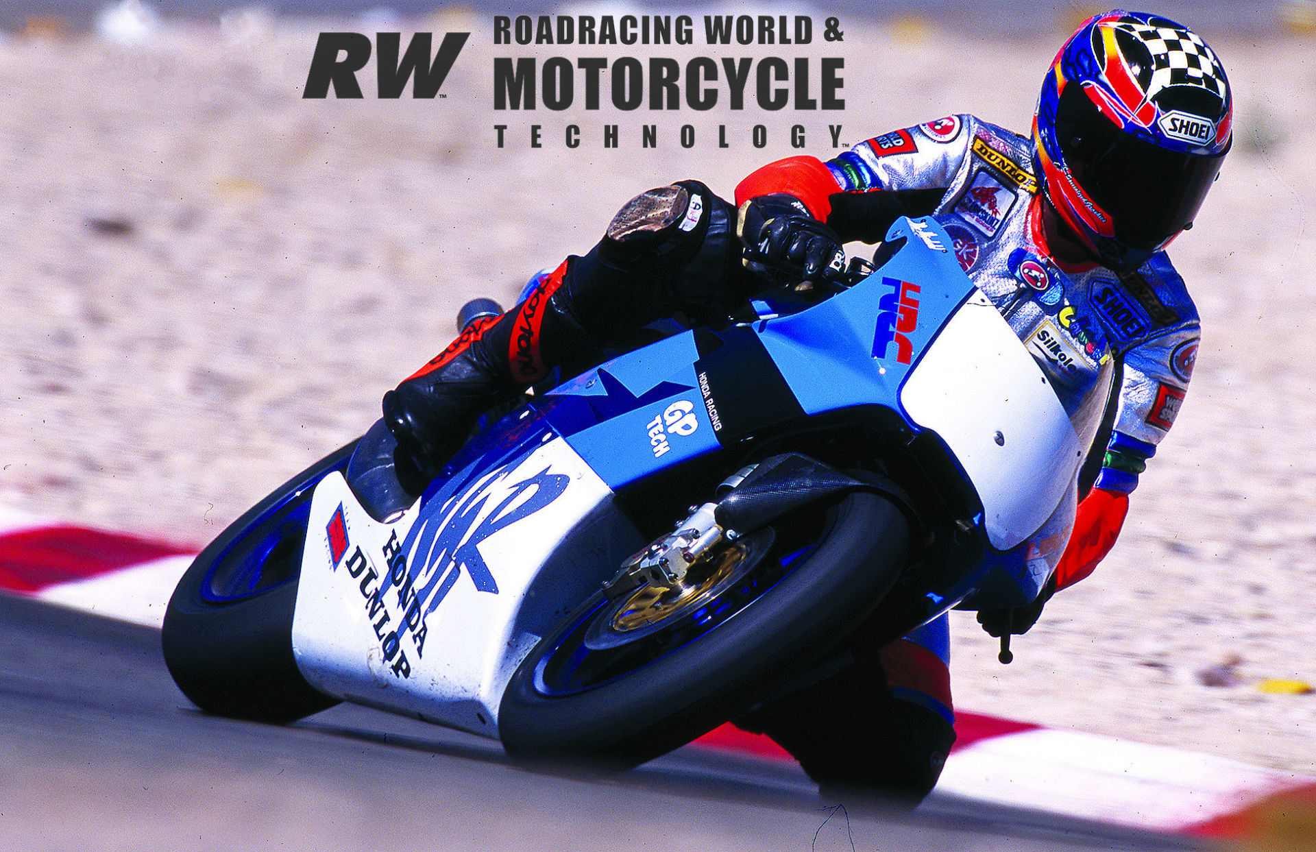 Chuck Sorensen riding Geoff Maloney’s GP Tech Honda NSR500V racebike at Willow Springs for a feature which ran in the February 2000 issue. Photo by Brian J. Nelson.