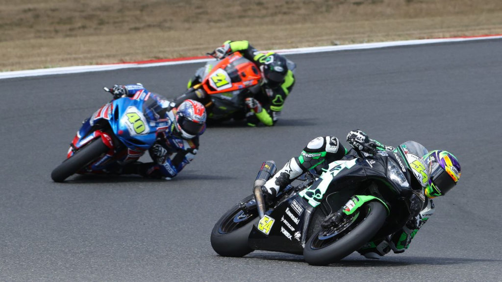 Richie Escalante (54), Sean Dylan Kelly (40), and Brandon Paasch (21). Photo by Brian J. Nelson, courtesy MotoAmerica.