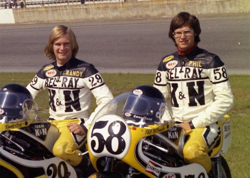 Phil McDonald (right) with teammate the late Randy Cleek (left) at Daytona International Speedway in 1975. Photo by Dave Friedman, courtesy Don Emde Collection.