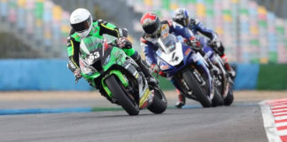 Valentin Debise (153) leads Jonas Folger (4) and Mathieu Gines (behind Folger) at Magny-Cours. Photo courtesy Valentin Debise.