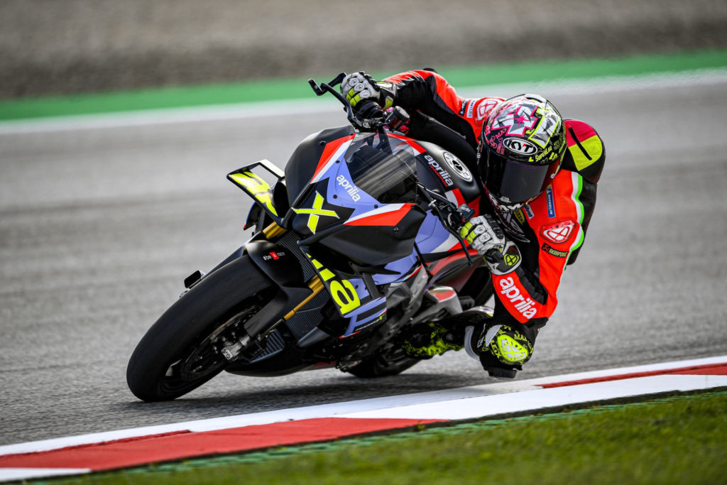 Aprilia MotoGP racer Aleix Espargaro riding an Aprilia Tuono V4 X at Red Bull Ring. Photo courtesy Aprilia.