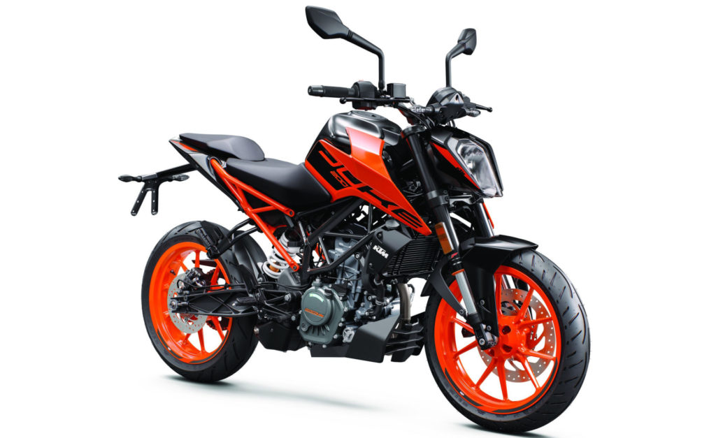 A 2020-model KTM 200 Duke.