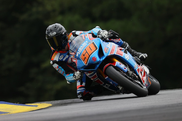 Bobby Fong (50) finished just off the podium in Sunday's Superbike race in Atlanta.  Photo by Brian J. Nelson, courtesy Suzuki Motor of America, Inc.