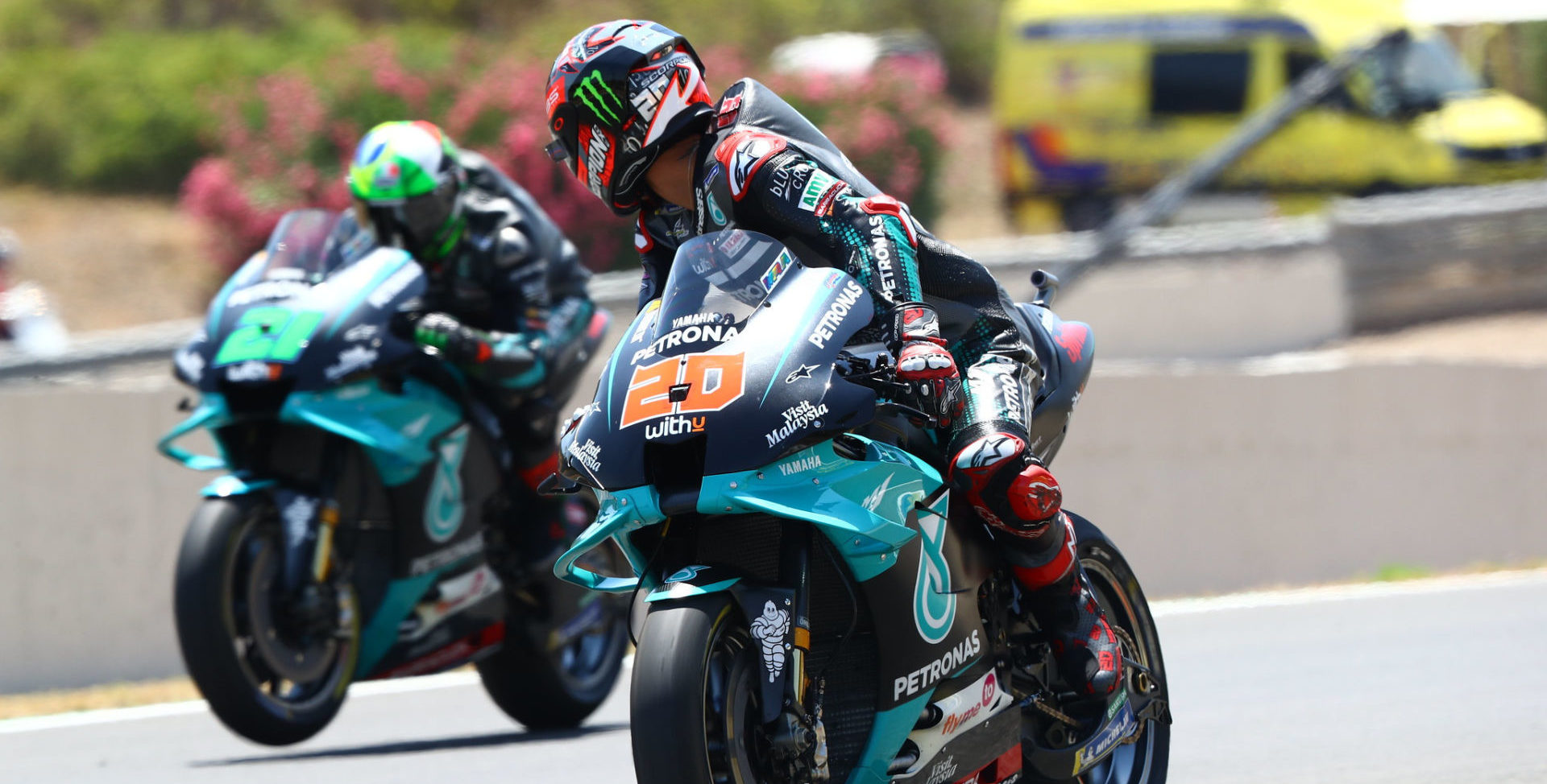 Fabio Quartararo (20) and Franco Morbidelli (21). Photo courtesy PETRONAS Yamaha SRT.