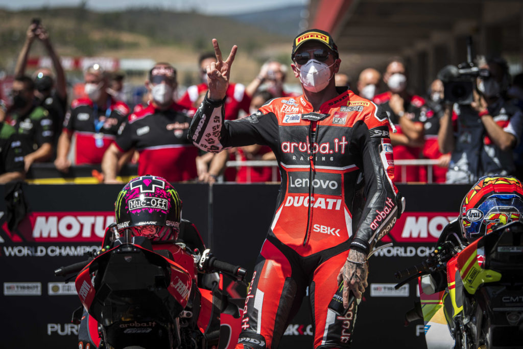 Scott Redding in parc ferme. Photo courtesy Ducati.