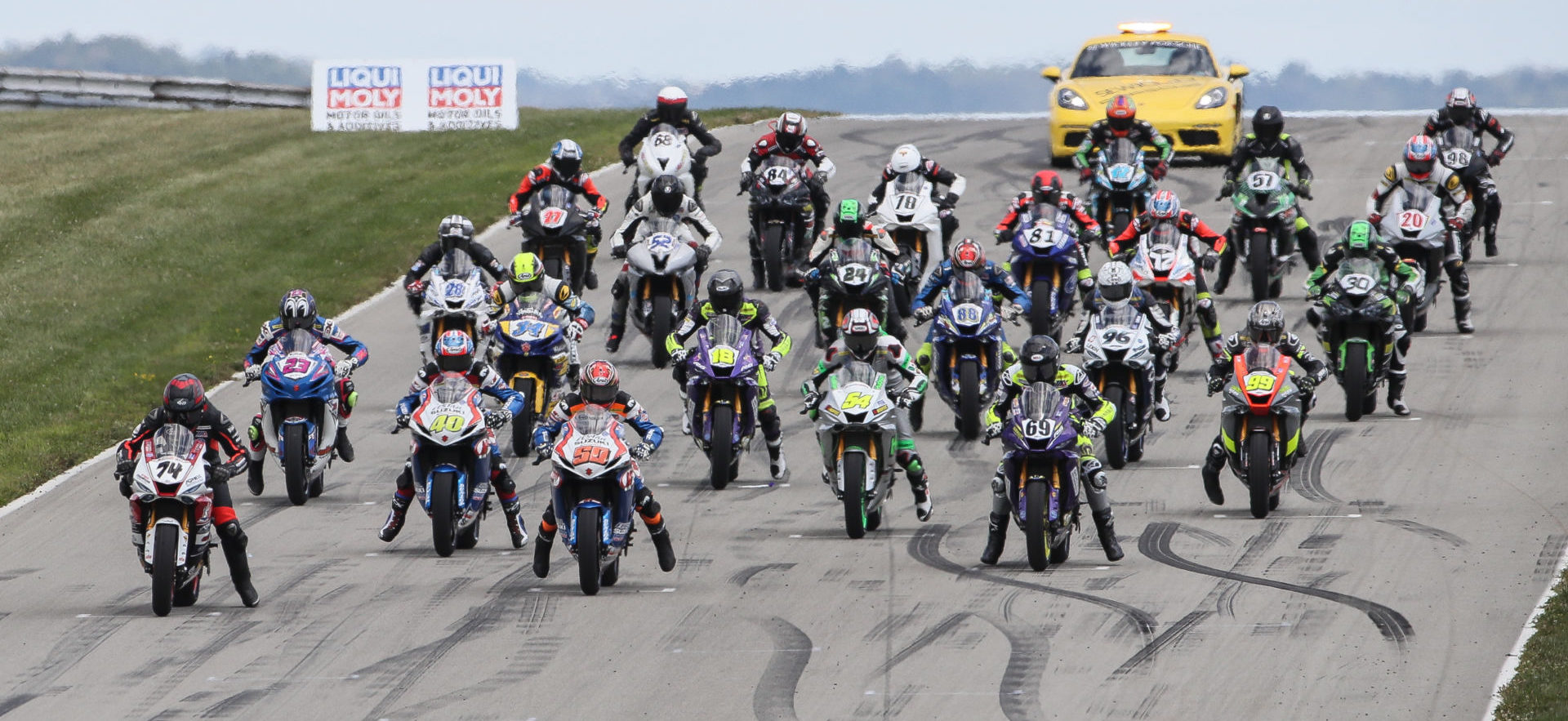 The MotoAmerica Supersport grid at PittRace in 2019. Photo by Brian J. Nelson.