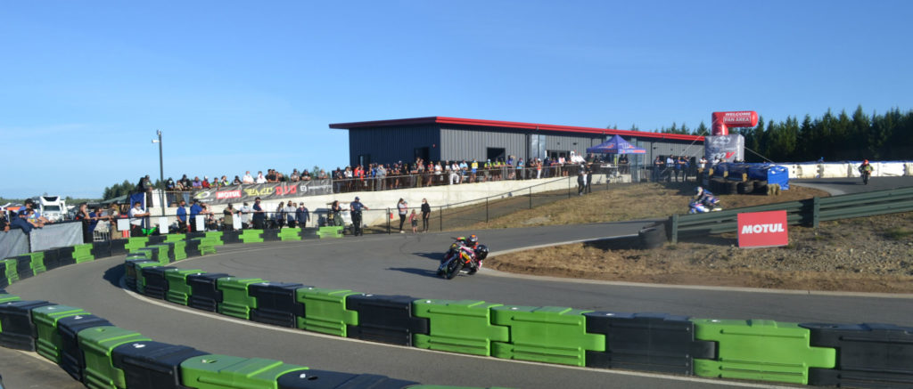 Rossi Moor (92) leads Mikey Lou Sanchez (55) on the first lap of the Mini Cup by Motul 160cc Main Event at Ridge Motorsports Park. Photo by David Swarts.