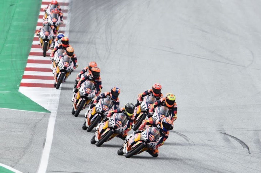 Pedro Acosta (37) won his fourth straight Red Bull MotoGP Rookies Cup, at the Red Bull Ring. Photo courtesy Red Bull.