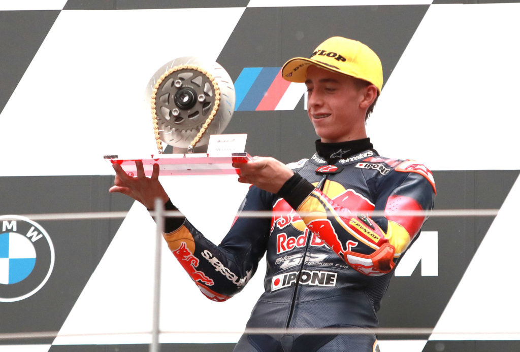 Pedro Acosta won Red Bull MotoGP Rookies Cup Race One. Photo courtesy Red Bull.