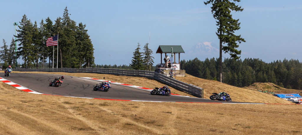 The start of HONOS Superbike Race Two at Ridge Motorsports Park. Photo by Brian J. Nelson.