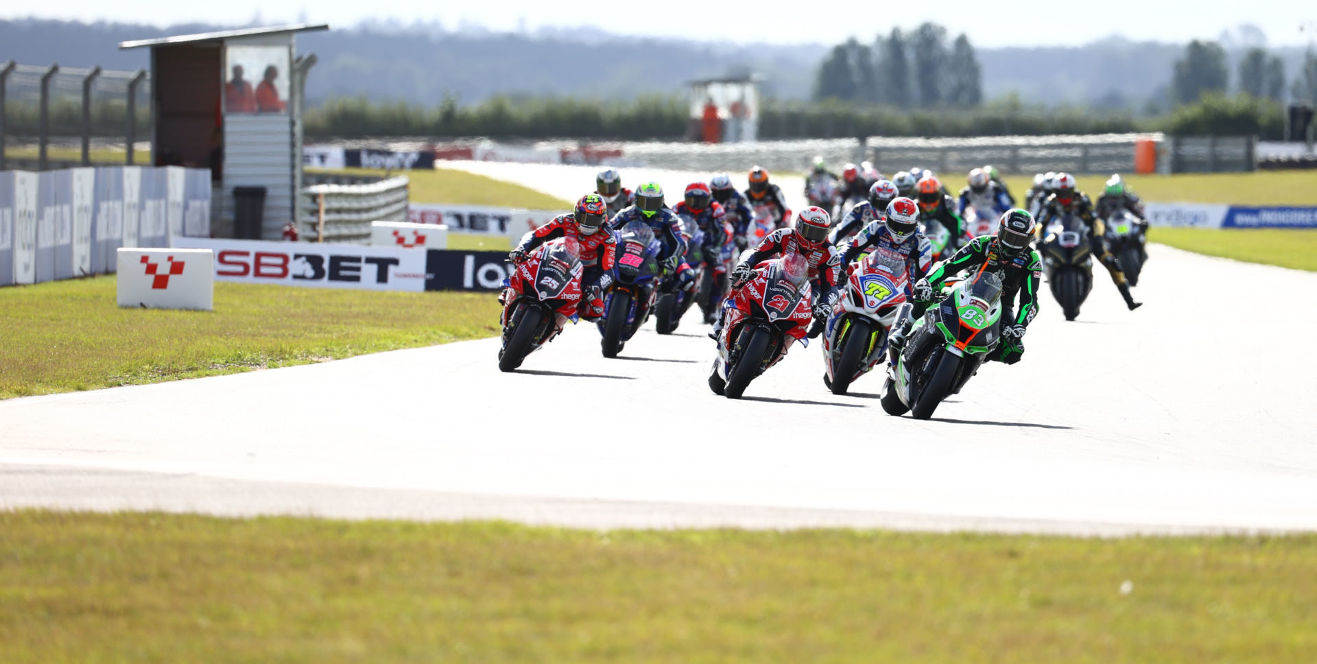 The start of British Superbike Race One at Snetterton. Photo courtesy MSVR.