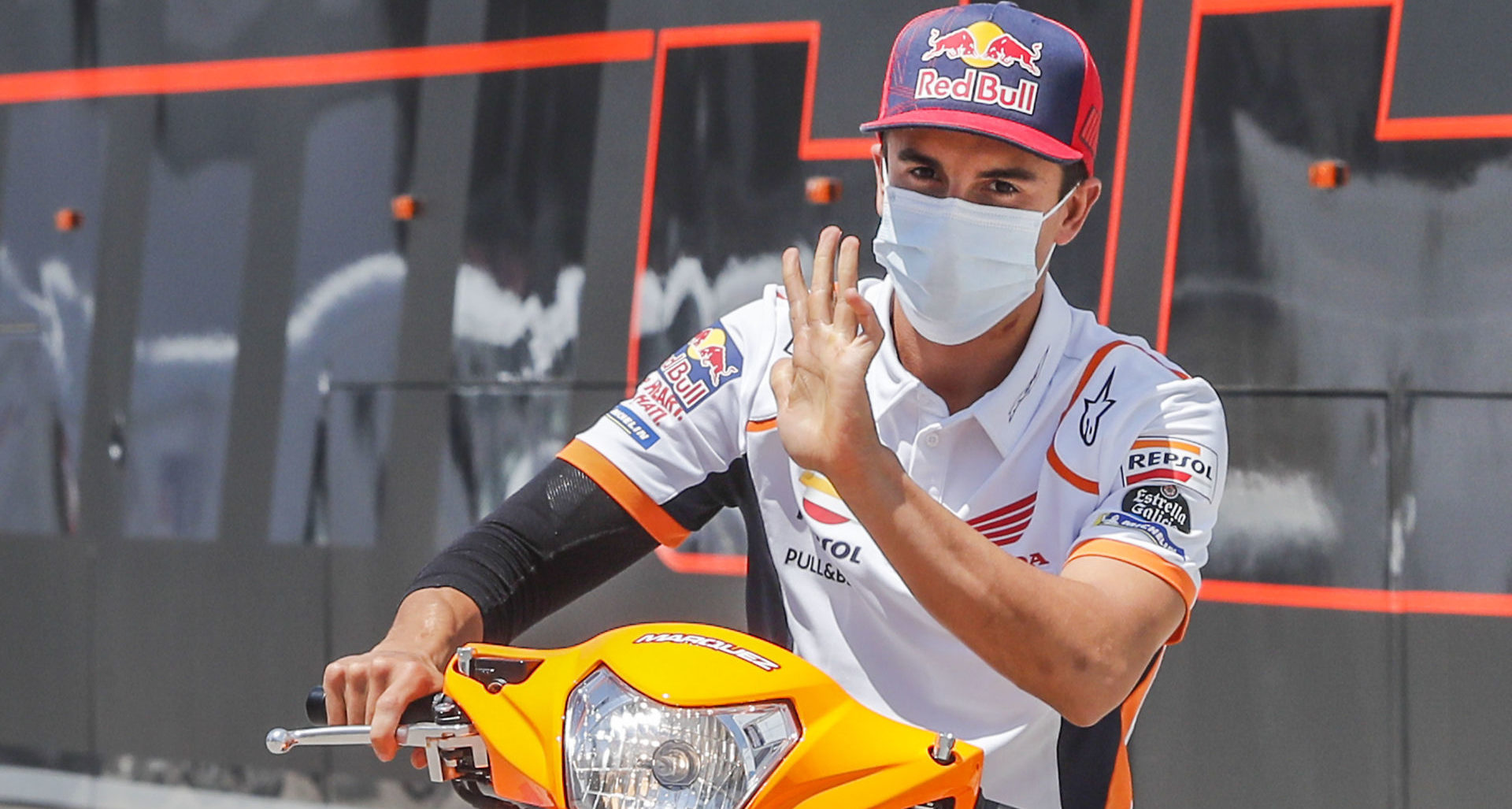 Marc Marquez at Jerez, after having the first surgery on his broken right arm. Photo courtesy Repsol Honda.