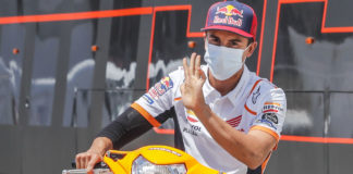 Marc Marquez at Jerez, after having the first surgery on his broken right arm. Photo courtesy Repsol Honda.