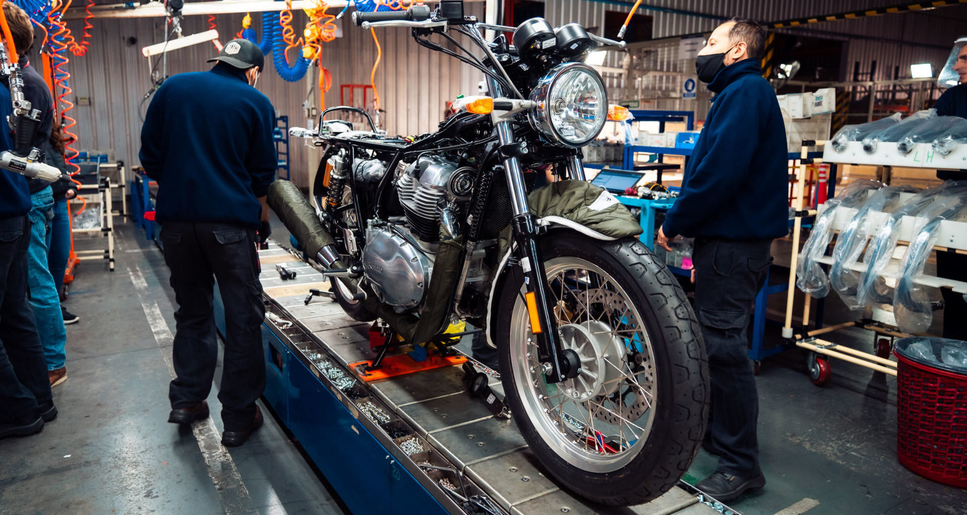 A Royal Enfield motorcycle on the assembly line in Argentina. Photo courtesy Royal Enfield.