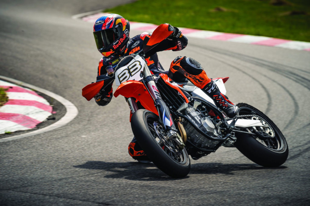 MotoGP racer Brad Binder (33) at speed on a 2021 KTM 450 SMR. Photo courtesy KTM.