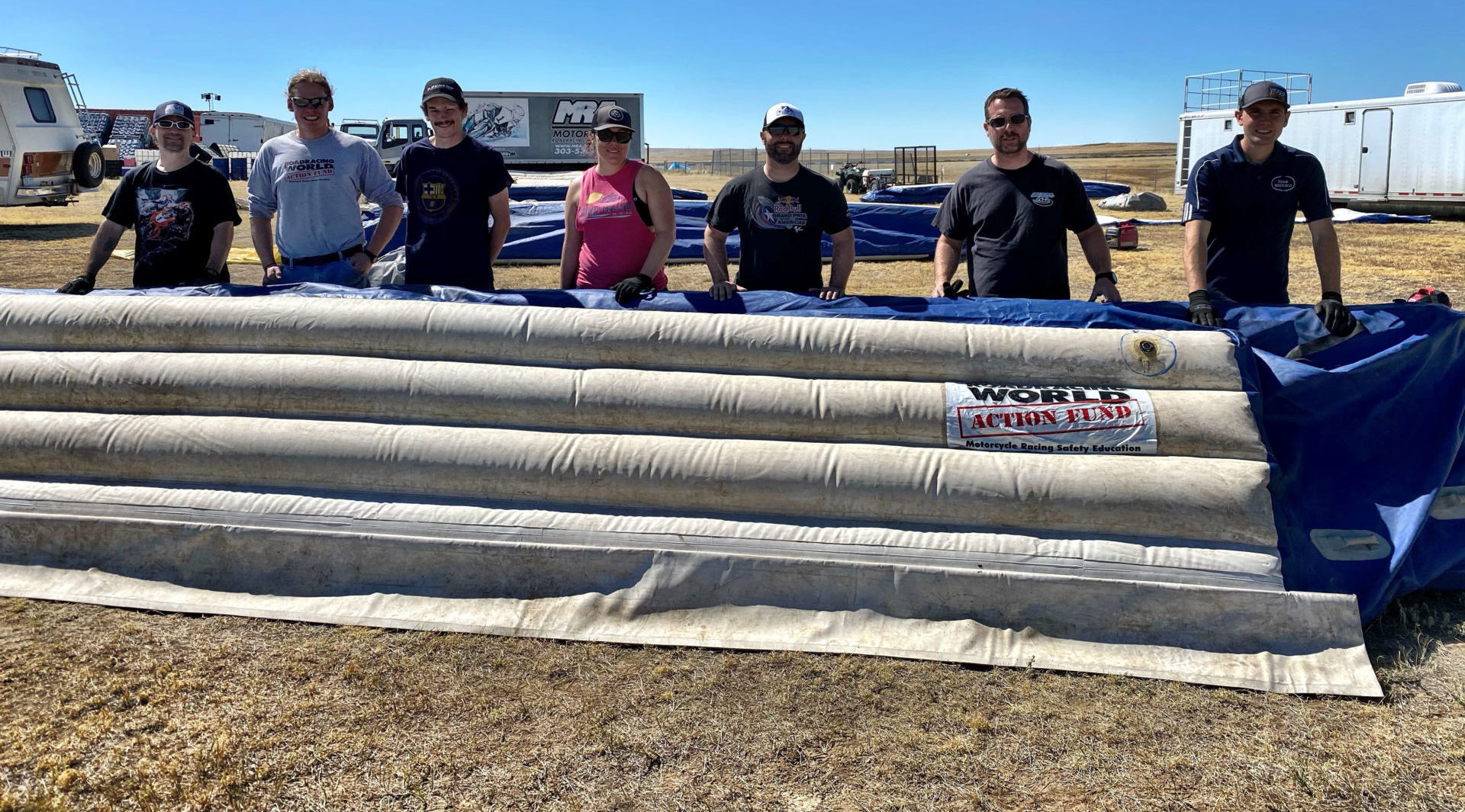 MRA's soft barrier crew (from left): Rick Grosse, Marshal Poet, Tim David, Tiffany Maestas, Phil Pleiss, Jim Wilson, and Cameron Lee. Photo by Phil Pleiss, courtesy MRA.