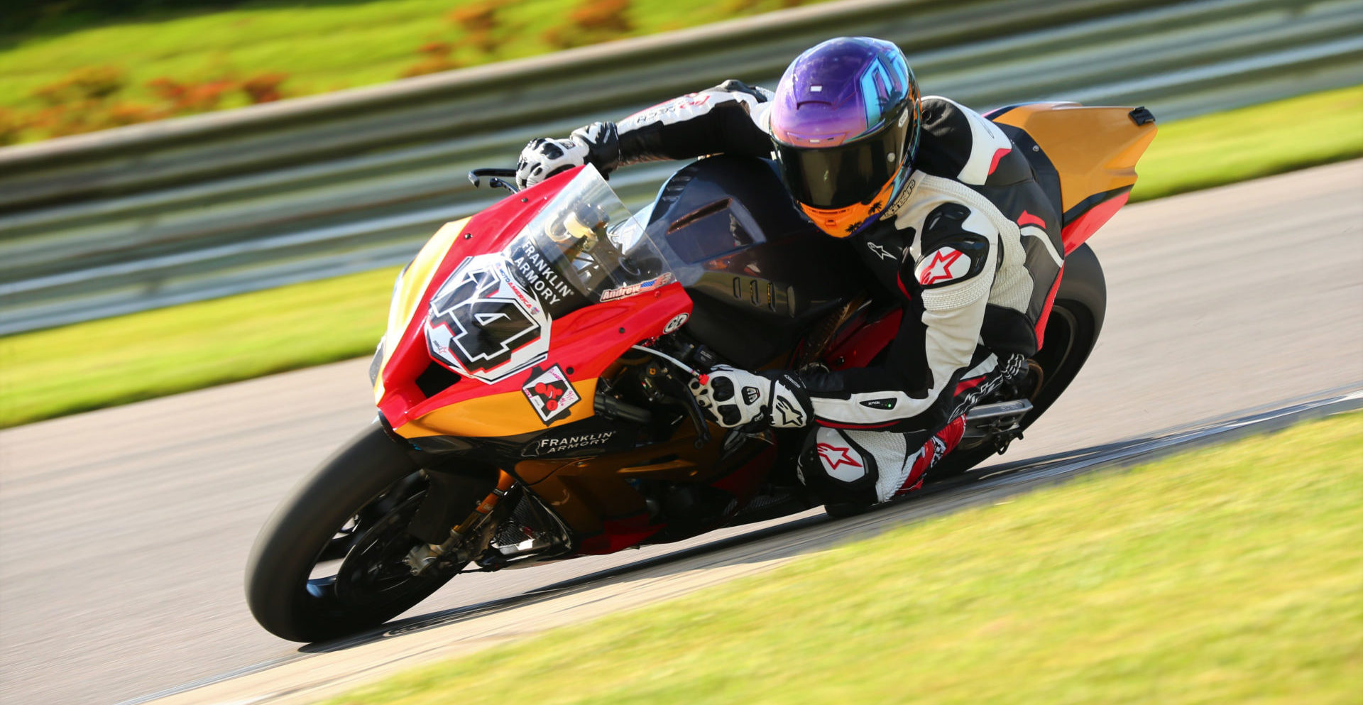 Andrew Lee (14) at speed on his new Superbike Unlimited Franklin Armory Kawasaki ZX-10RR. Photo by 129 Photos, courtesy Superbike Unlimited.