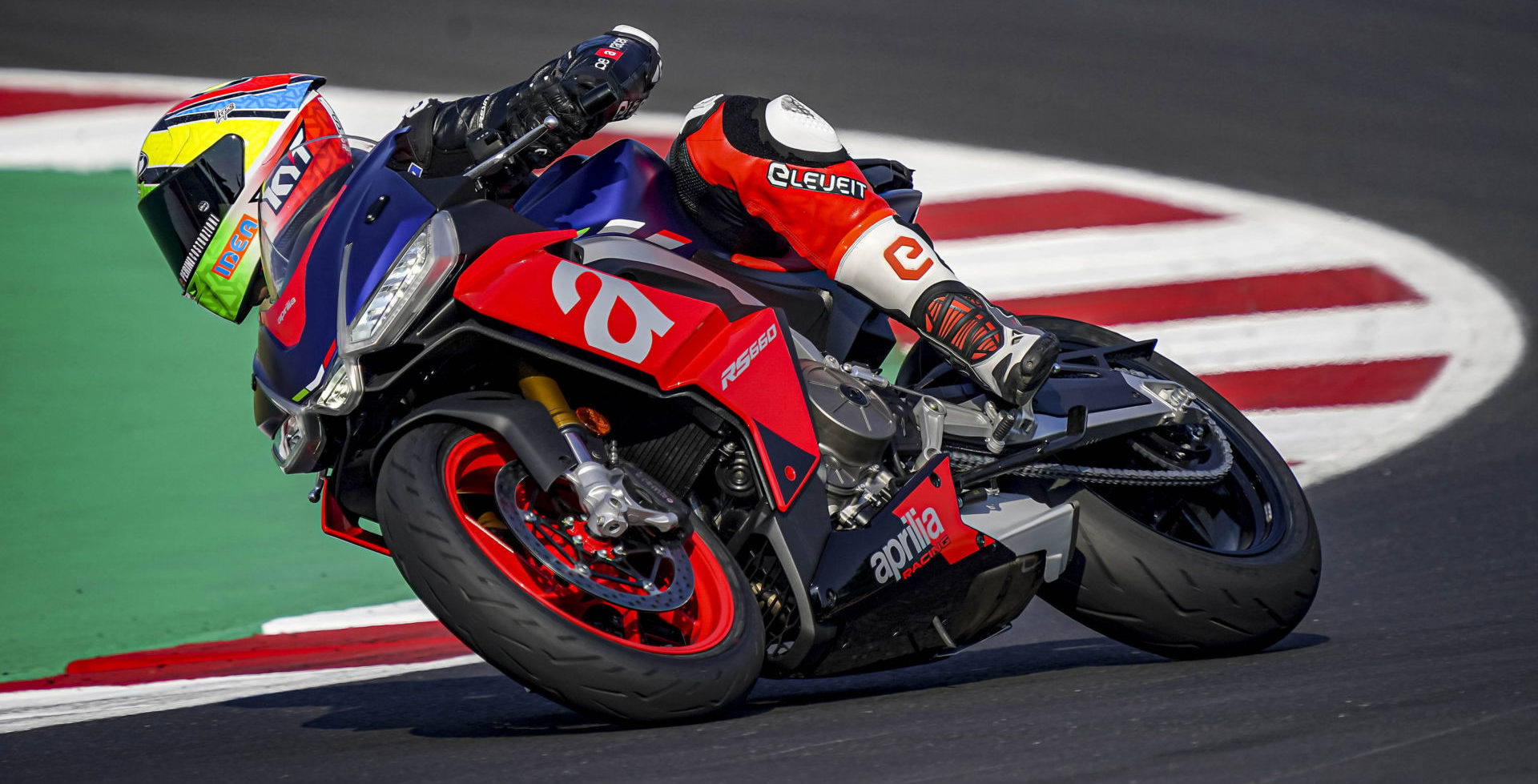 Lorenzo Savadori riding a new Aprilia RS 660 at Misano. Photo courtesy Aprilia.