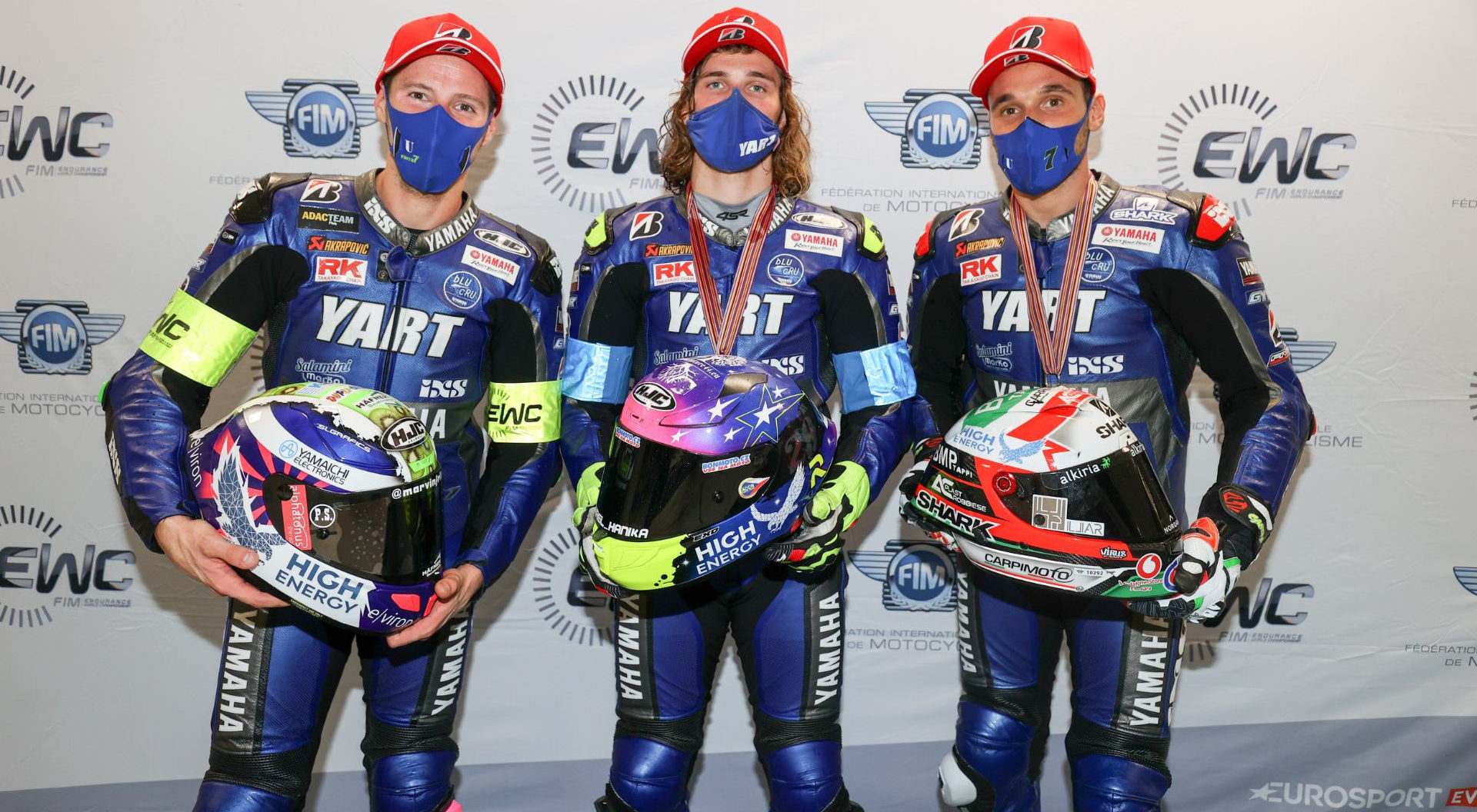 YART Yamaha riders Marvin Fritz (left), Karel Hanika (center), and Niccolo Canepa (right) . Photo courtesy Yamaha.