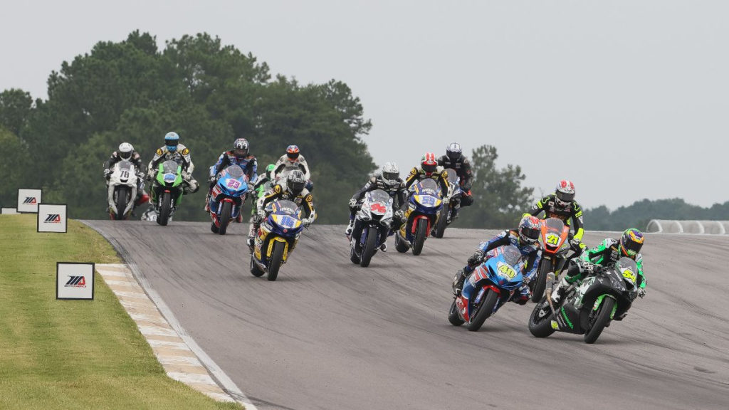 Action from the start of Supersport Race One. Photo by Brian J. Nelson.