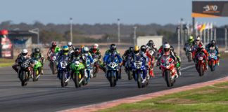 Action from an Australian Superbike race at The Bend in 2019. Photo by Andrew Gosling/TBG Sport, courtesy of Motorcycling Australia.