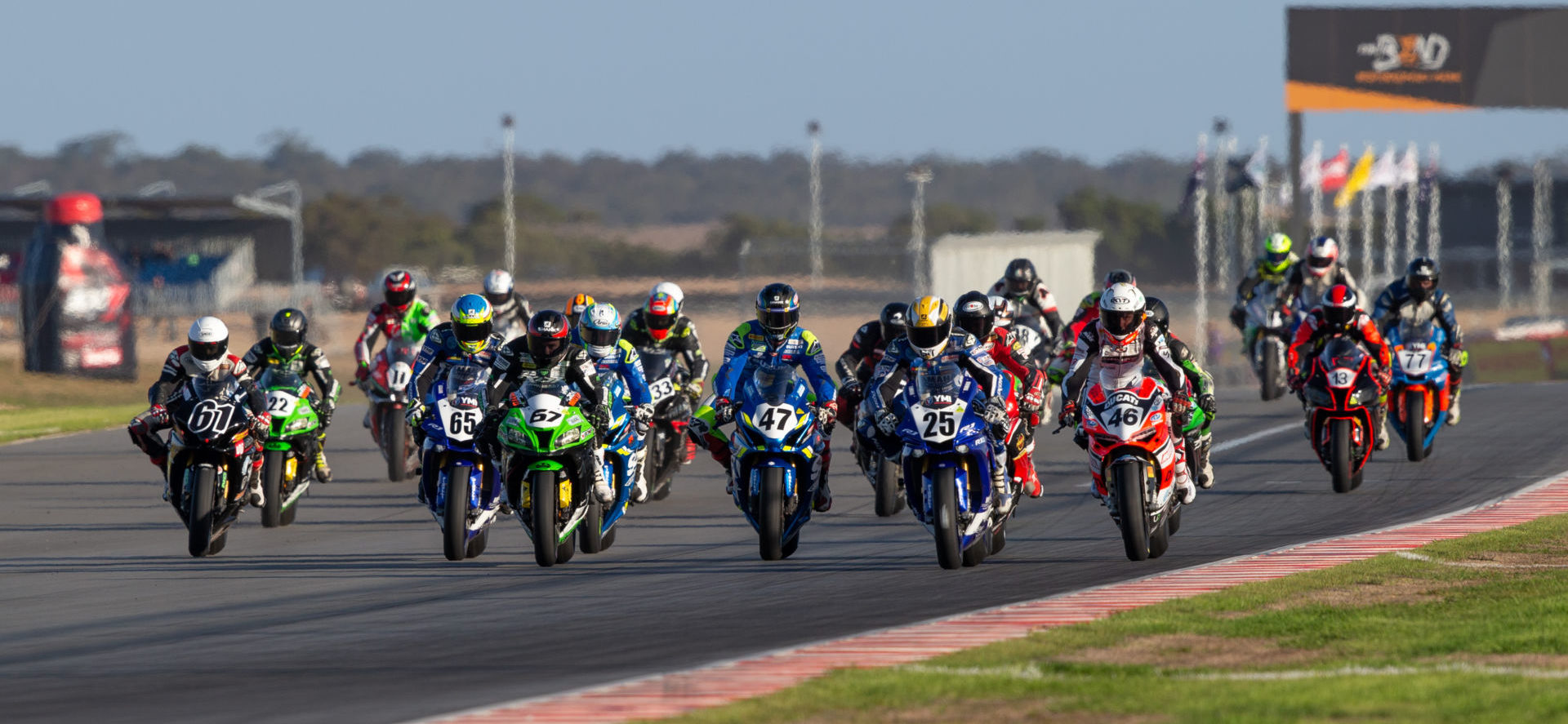 Action from an Australian Superbike race at The Bend in 2019. Photo by Andrew Gosling/TBG Sport, courtesy of Motorcycling Australia.