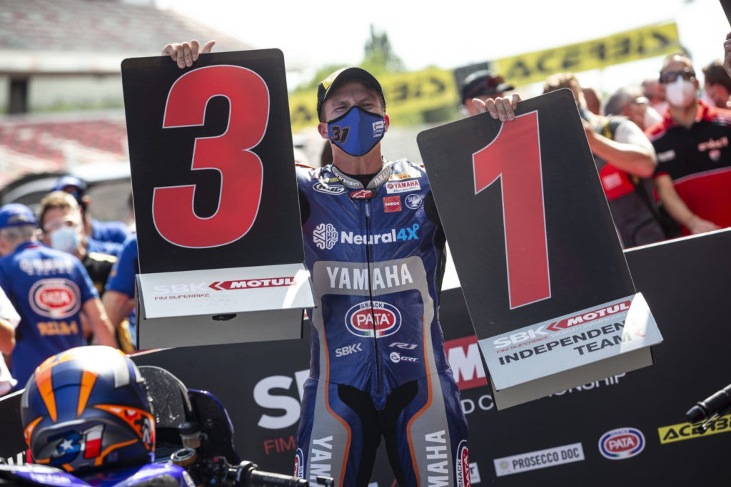 Garrett Gerloff in parc ferme. Photo courtesy GRT Yamaha.