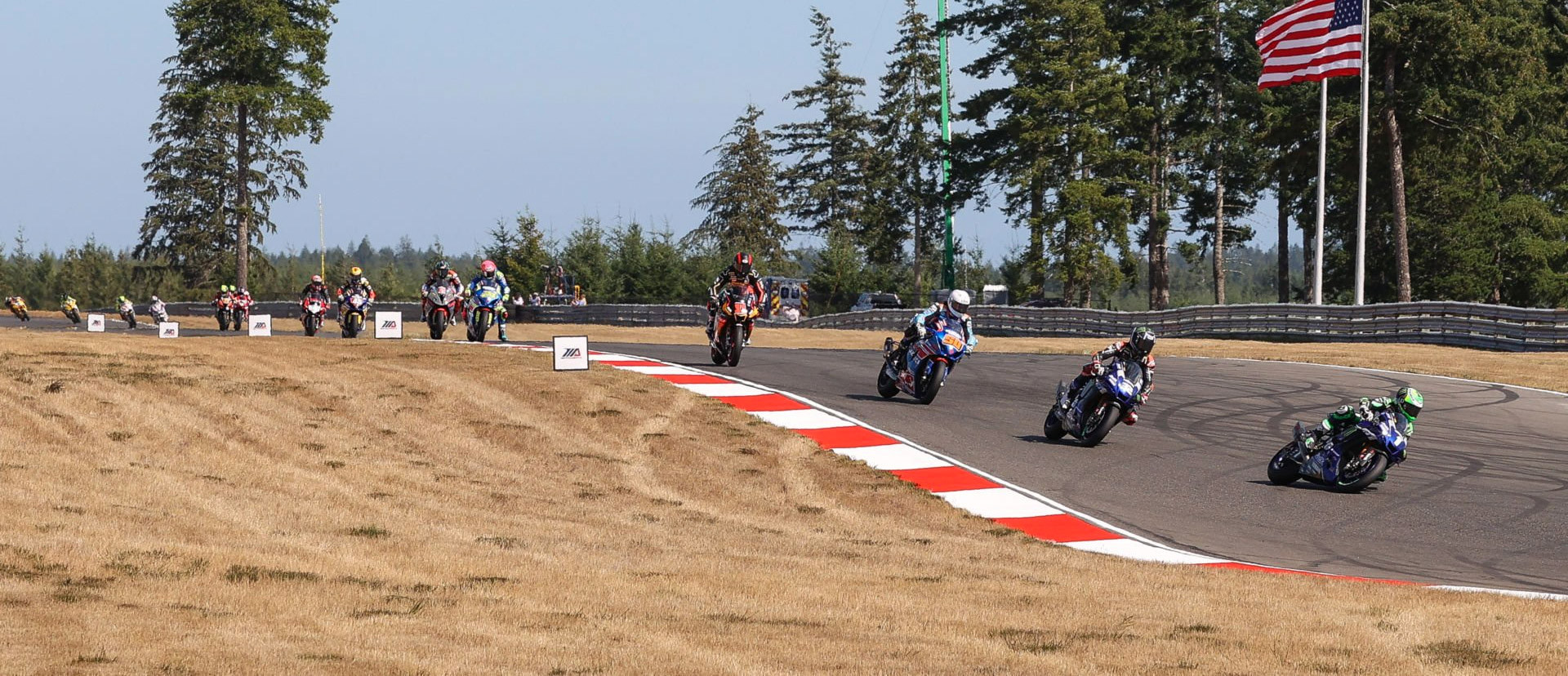 Action from a MotoAmerica Superbike race at Ridge Motorsports Park. Photo by Brian J. Nelson.